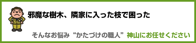 邪魔な樹木、庭木や畑の枝木を伐採